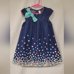 Cherokee Dress Girls size 4T Navy blue dress w/ polka dots Festive Party Holiday